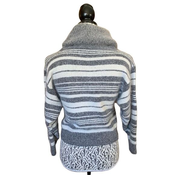 I.B. Diffusion Vintage Angora Blend Striped Cowl Neck Sweater Gray, White Size - Picture 2 of 12